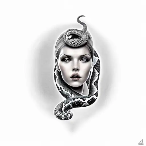 Woman With Snake Around The Body