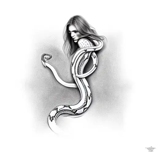 Woman With Snake Around The Body
