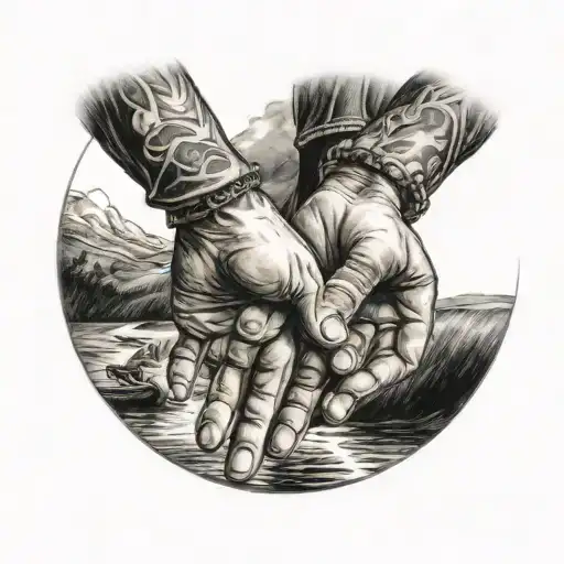 Dad And Son Holding Hands