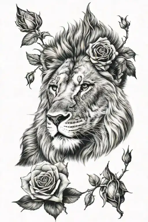 Lion And Rosess