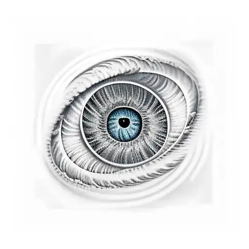 Eye In Center Of Fibonacci Sprial Galaxy Waves