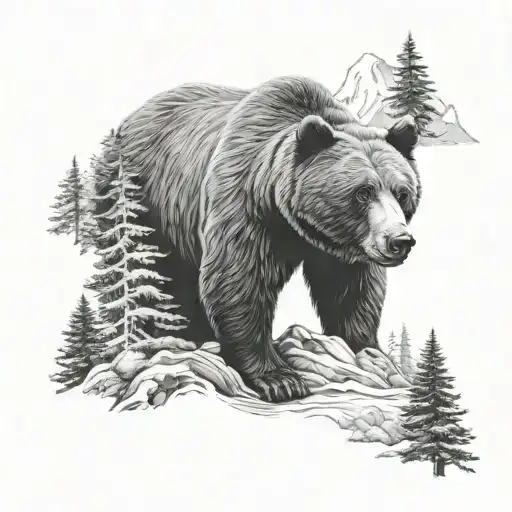 Bear With Landscapenbackground