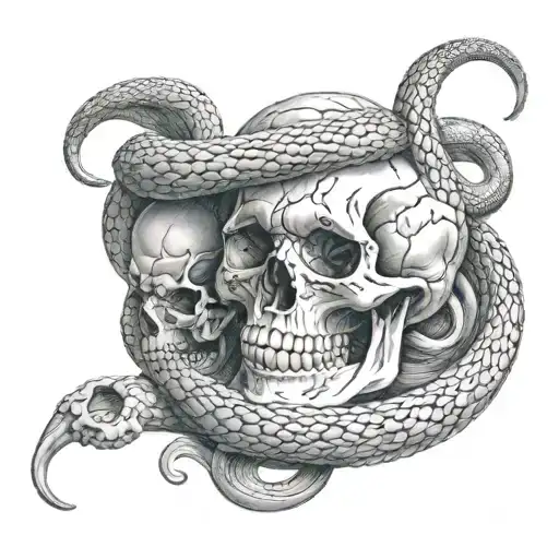 Skulls With Snake Wrapped
