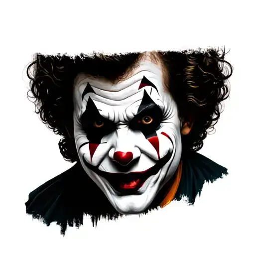 Frightening Clown With A Black And White Face Face