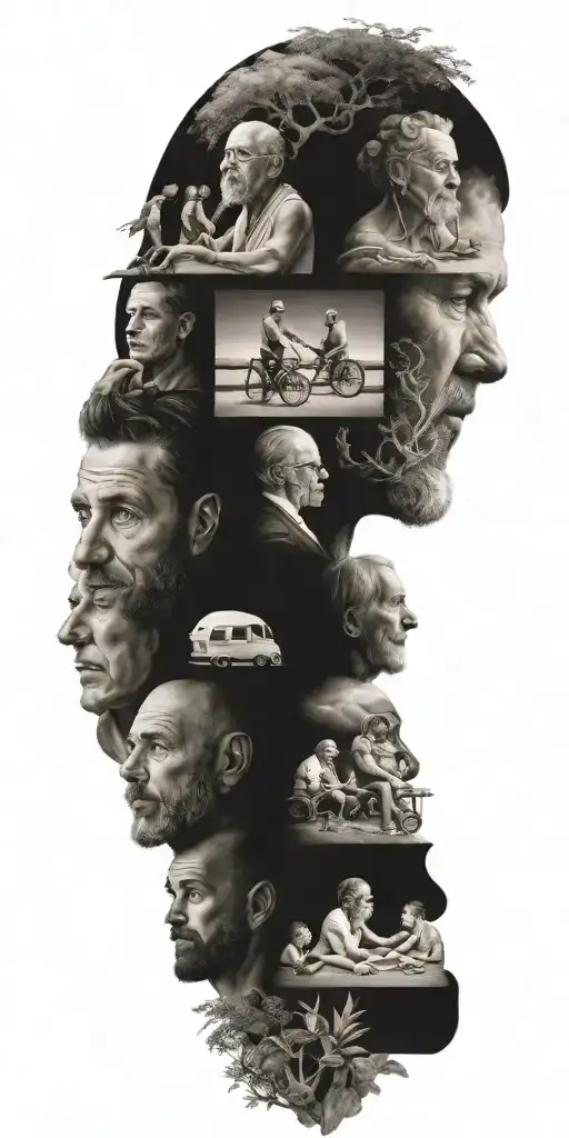 A Tattoo Showcasing The Growth And Evolution Of The Human Family Over Time