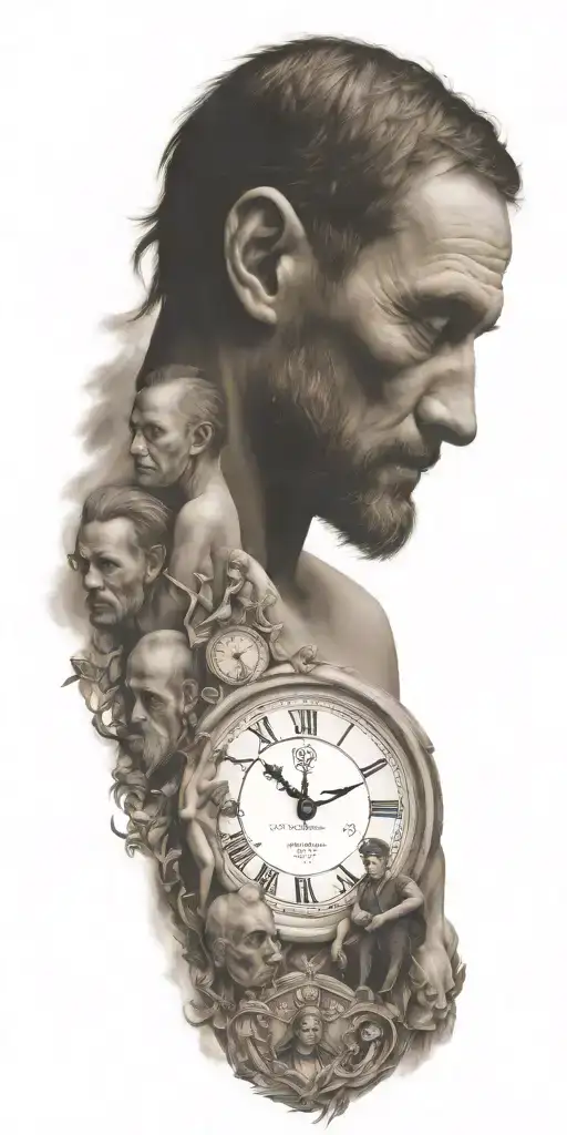 A Tattoo Showcasing The Growth And Evolution Of The Human Family Over Time