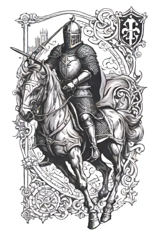 Medieval Knight Setting Incorporating Element Symbol