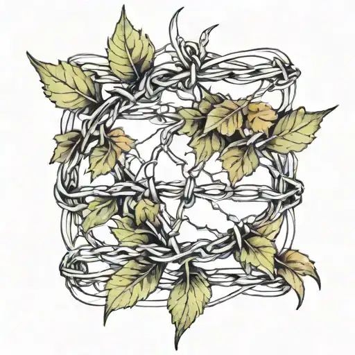 Barbed Wire With Leaves