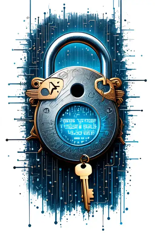 A Cyber Security Themed Tattoo Featuring Digital Locks And Keys