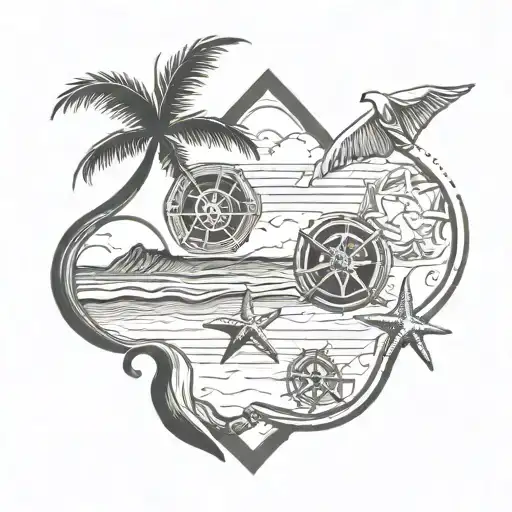 Frienship Tattoo Featuring The Beach And Frienship Symbols