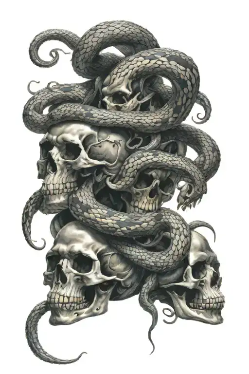 Snake And Skulls