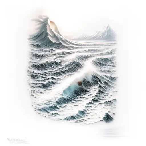 A Wave Crashing Against A Mountain Range