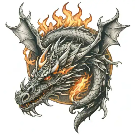 Dragon And Flames