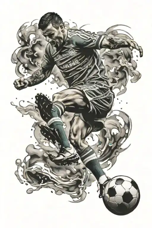 Football Player Kicking A Ball