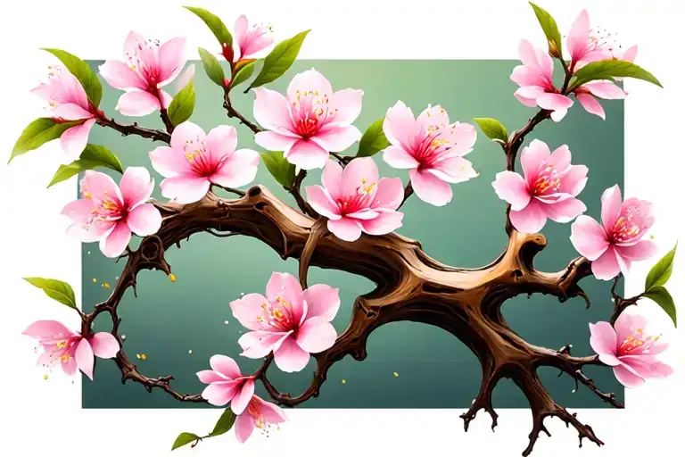 Collobour Bone Vine Wrapped With Cherry Blossom Flower Growing From It