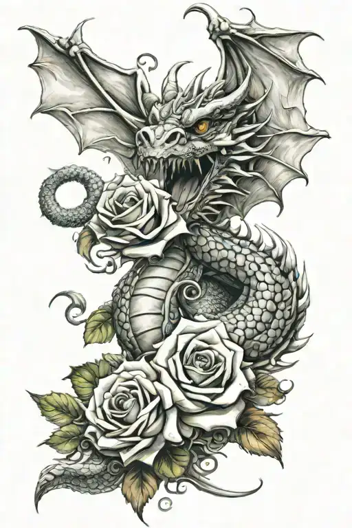 Dragon With Roses Coming