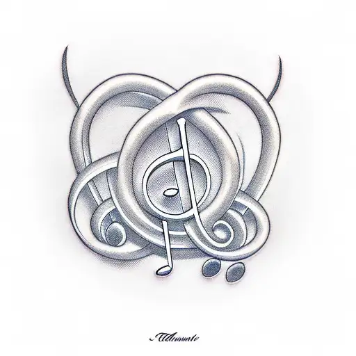 A Music Note Intertwined With A Cat Silhouette