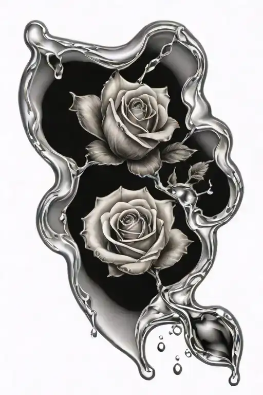 Baby Footprint With Ice And Rose Intertwined