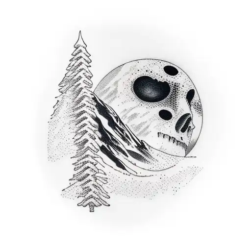 Mountain Forest Moon Black