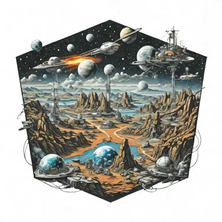 A Space Themed Landscape Inspired By Exploration And Technology