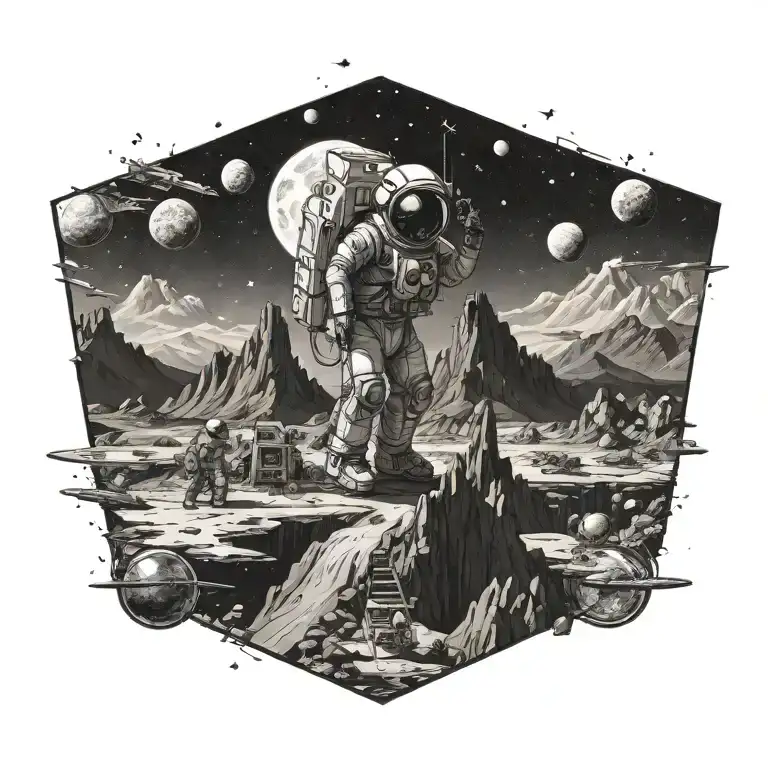 A Space Themed Landscape Inspired By Exploration And Technology With Only A Touch Of Color