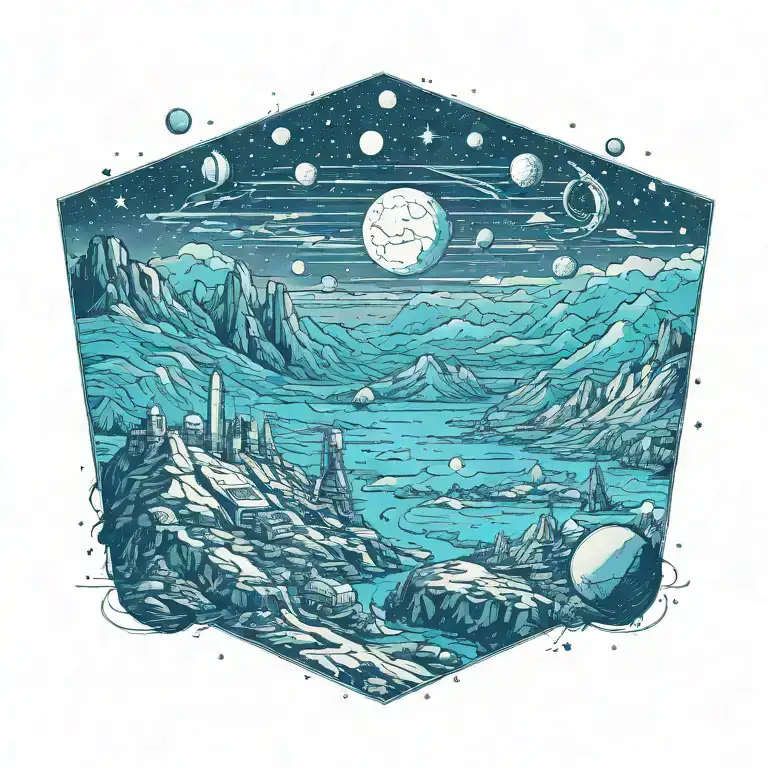 A Space Themed Landscape Inspired By Technology With Only A Touch Of Color