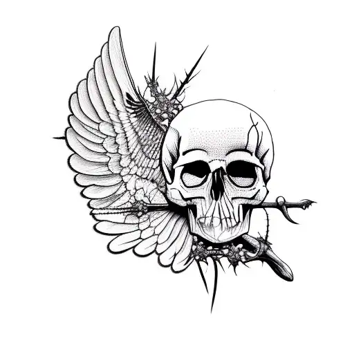 Raven With Skull And Thorns