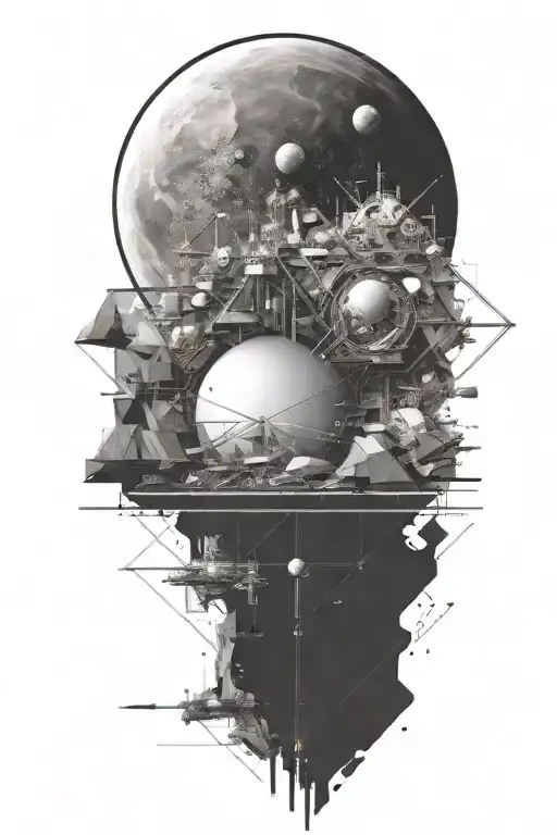 A Space Landscape Inspired By Technology That Shatters Into Geometric Pieces