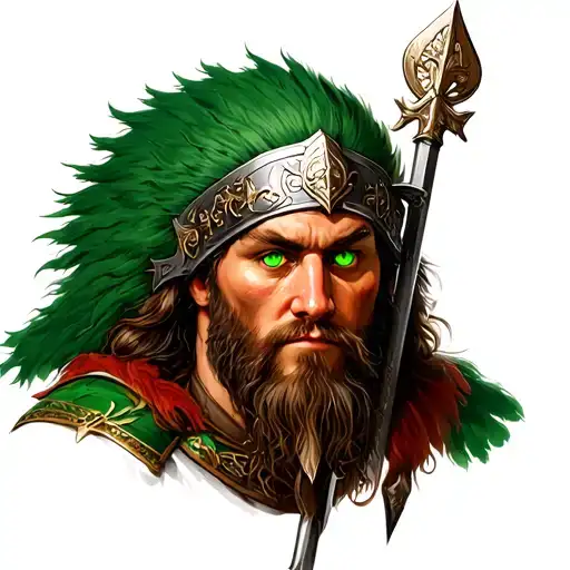 Irish Warrior Chieftain Portrait With Green Eyes