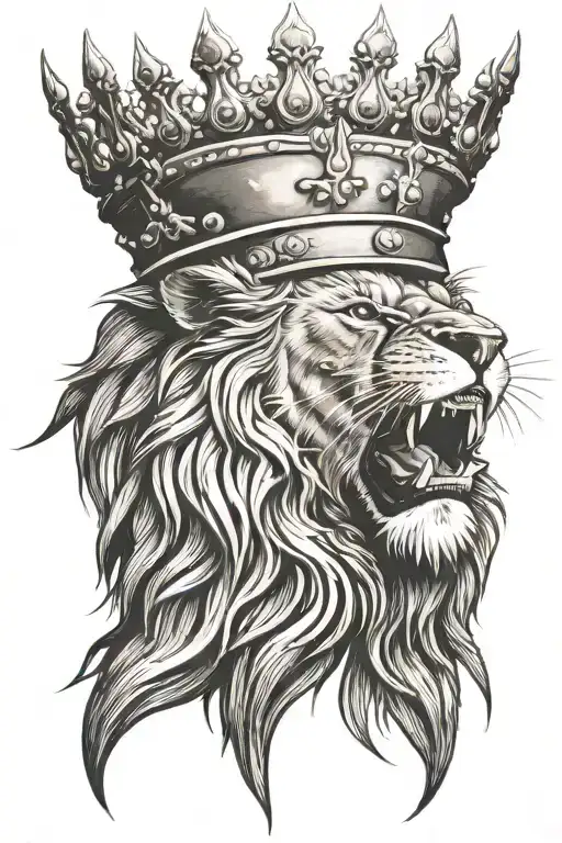 Bloody Lion Roaring With A Crown