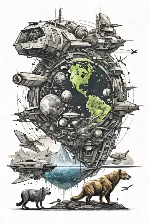 A Technology Inspired Space Landscape With Animals