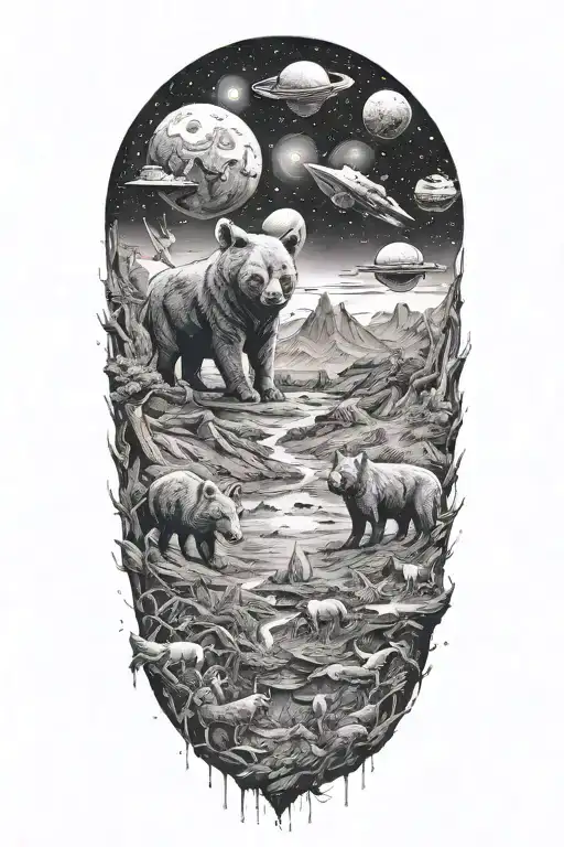 A Technology Inspired Space Landscape With Animals