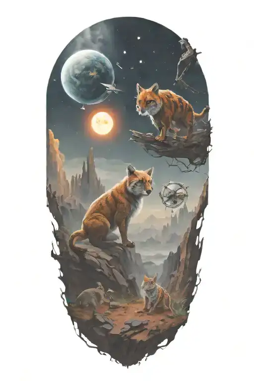 A Technology Inspired Space Landscape With Animals