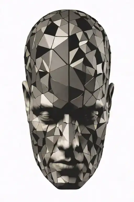 A Brain Being Fragmented Into Geometric Shapes