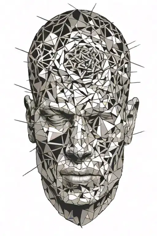 A Brain Being Shattered Into Geometric Shapes