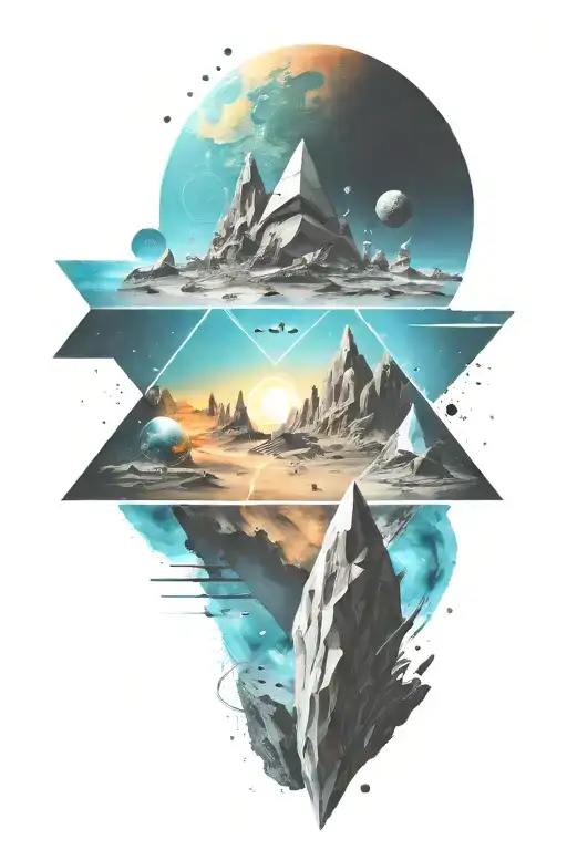 A Space Landscape Inspired By Technology Incorporating Triangles Into The Scene