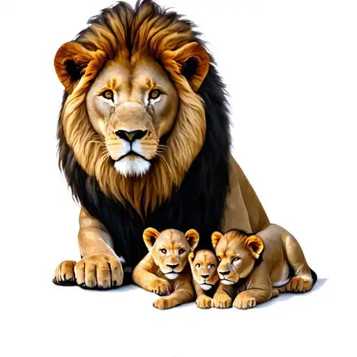 Lion Mama And 4 Baby