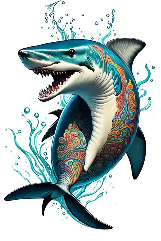 Colorful Paisley Shark Swimming Gracefully