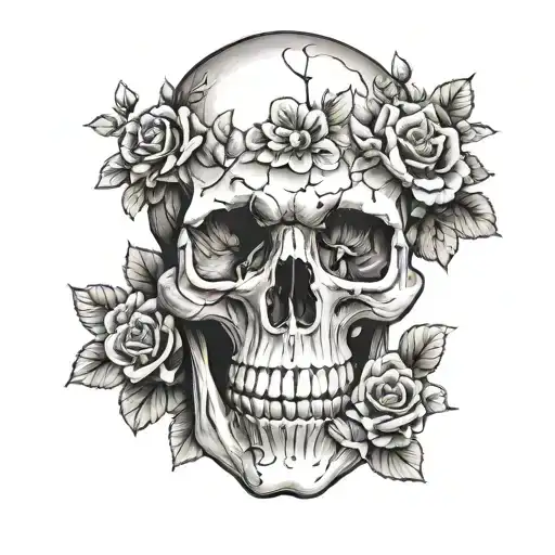 Skull With Flowers Symbolizing