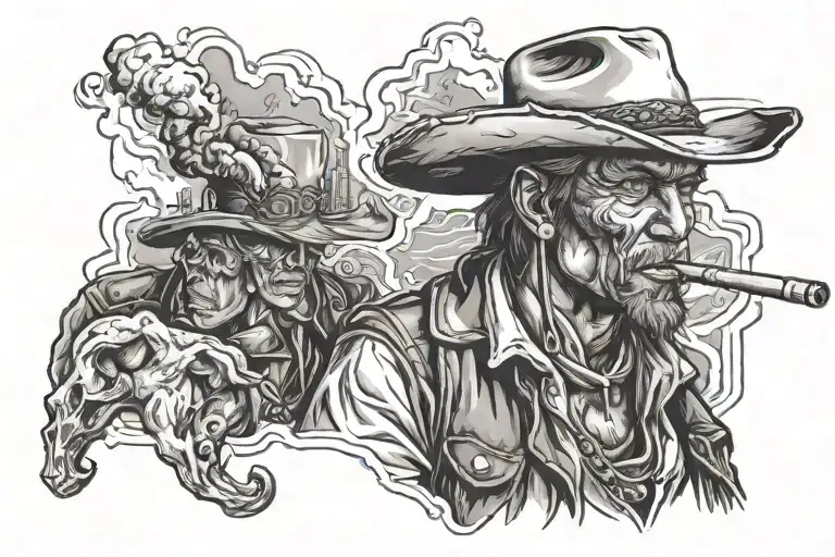 Dead Cowboy Smoking Cigarette