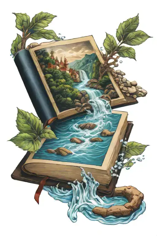 Open Bible With Water And River Flowing Out Of It