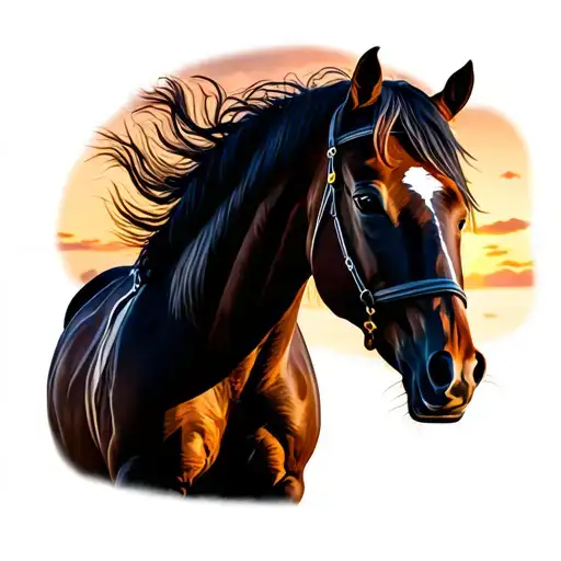 Horse Walking Into Sunset