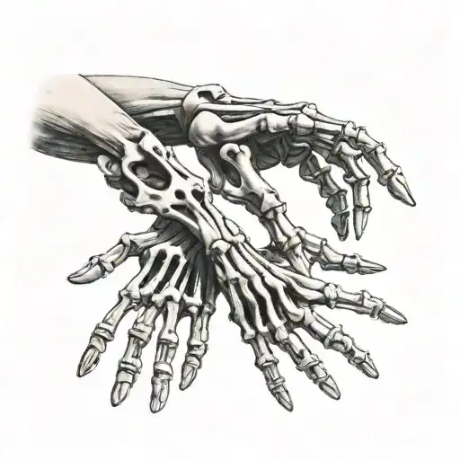Hands Reaching Towards Eachother One Is A Skeleton The Other Is Normal