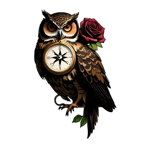 Owl 1 Compass 1 Clock 2 Roses Intertwined
