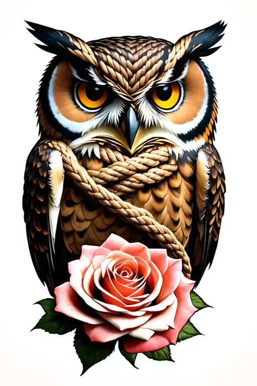 Owl Knotted Rope 2 Roses Intertwined