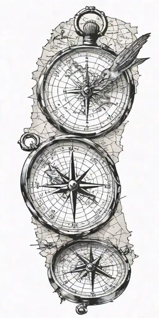 Map With One Compass And One Red Cardinal