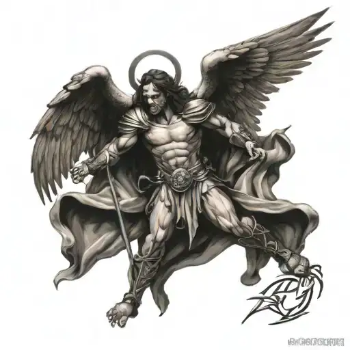 Arch Angel Michael Killing Satan