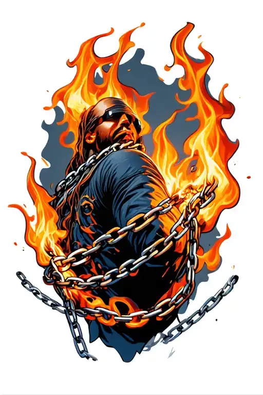 Chains Breaking Flames Left Arm