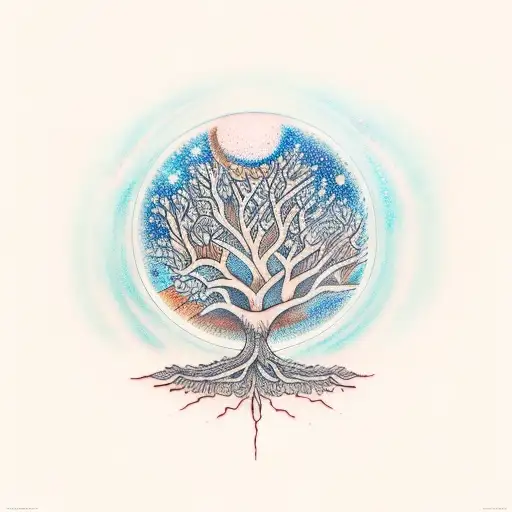 Tree With Night And Day Background