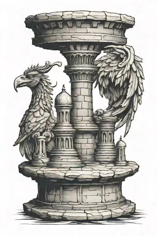 Old Castle Fort Resembling A Rook Chess Piece With Roman Letters Engraved